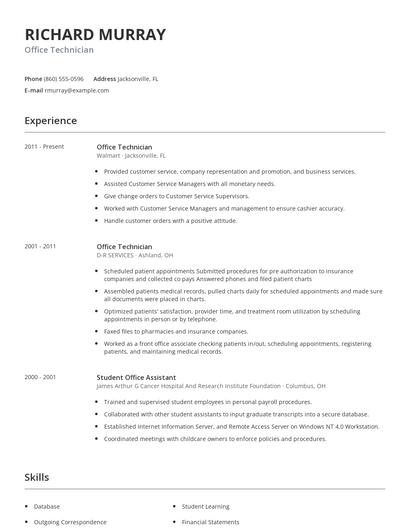 Office Technician Resume