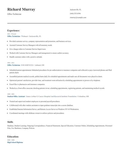 Office Technician Resume