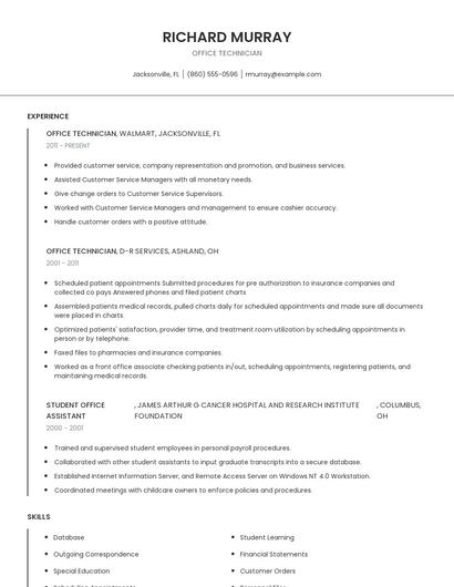 Office Technician Resume