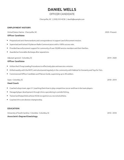 Officer Candidate Resume