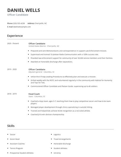 Officer Candidate Resume