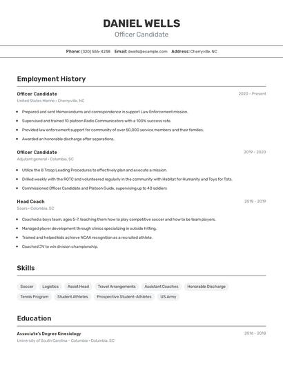 Officer Candidate Resume
