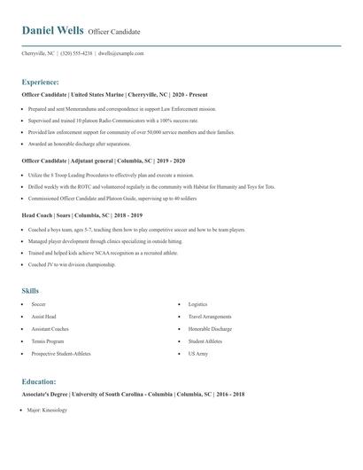 Officer Candidate Resume
