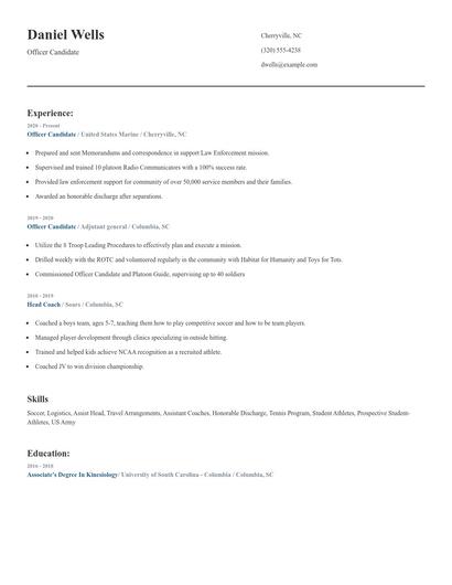 Officer Candidate Resume