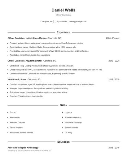 Officer Candidate Resume