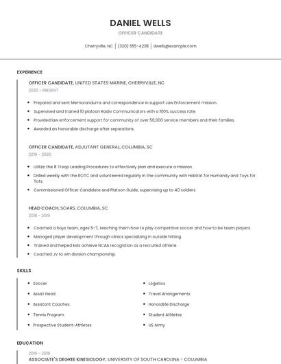 Officer Candidate Resume