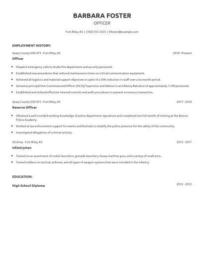 Officer Resume