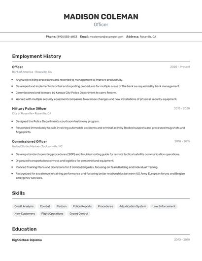 Officer Resume