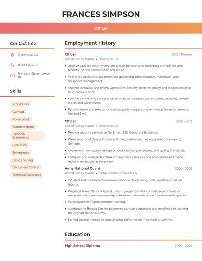Officer Resume