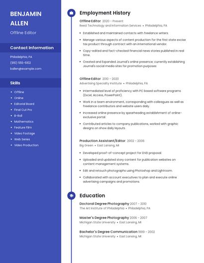 Offline Editor Resume