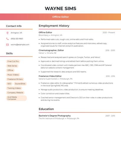 Offline Editor Resume