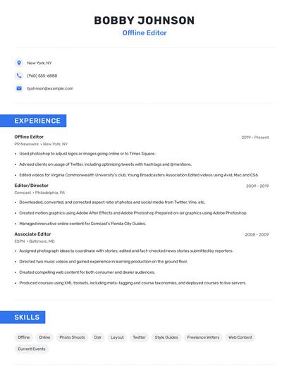 Offline Editor Resume