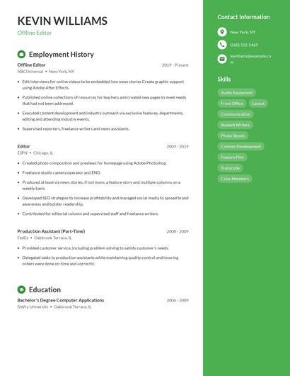 Offline Editor Resume