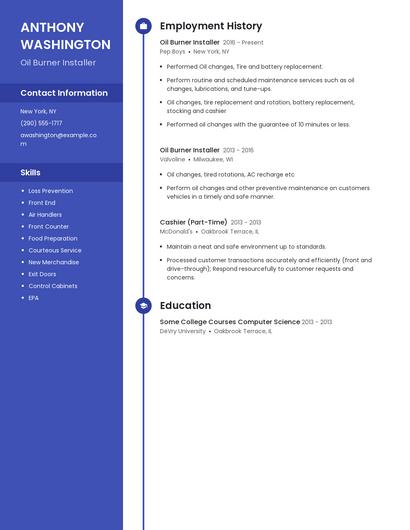 Oil Burner Installer Resume