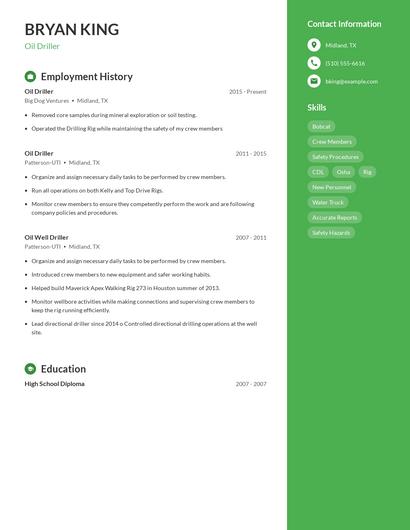 Oil Driller Resume