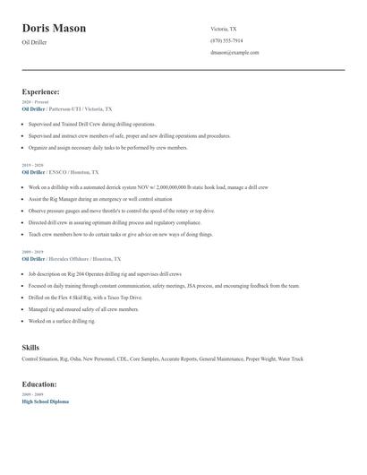 Oil Driller Resume