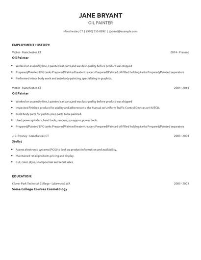 Oil Painter Resume