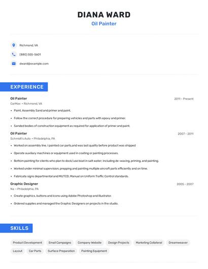 Oil Painter Resume