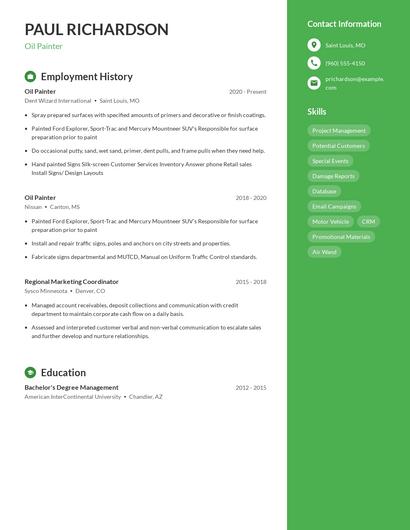 Oil Painter Resume