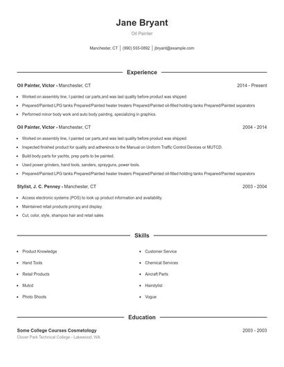 Oil Painter Resume