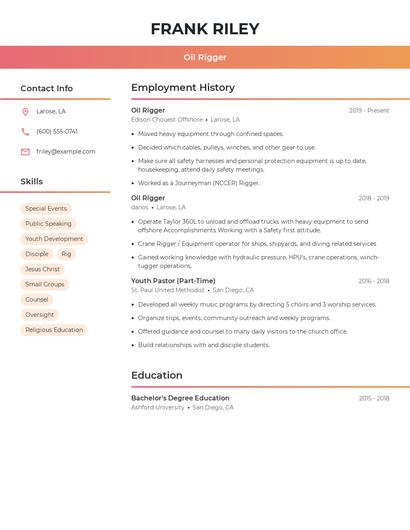 Oil Rigger Resume