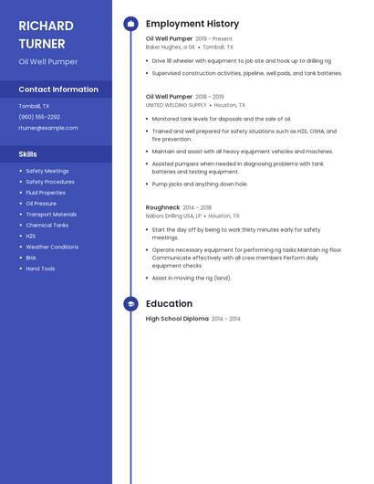 Oil Well Pumper Resume