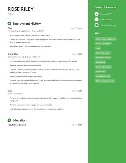 Oiler Resume