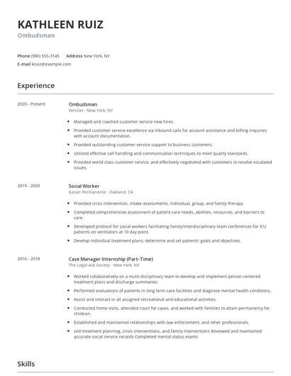 Ombudsman Resume