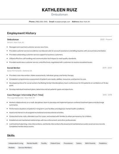 Ombudsman Resume