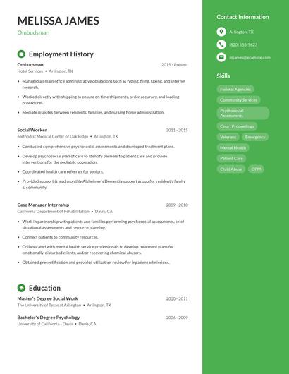 Ombudsman Resume