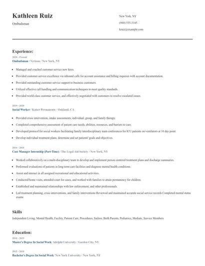 Ombudsman Resume
