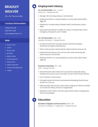 On-Air Personality Resume
