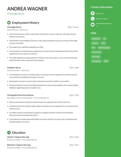 Oncology Nurse Resume