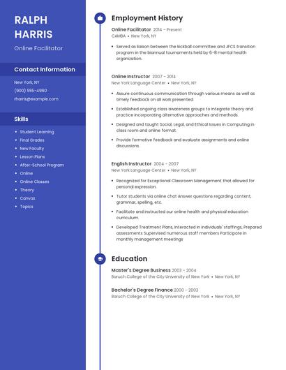 Online Facilitator Resume