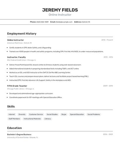 Resume example 2