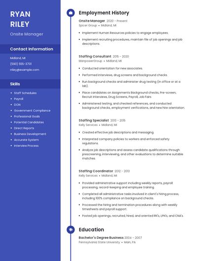 Onsite Manager Resume