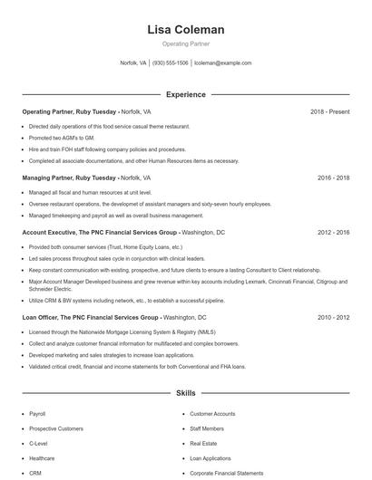 Resume example 1