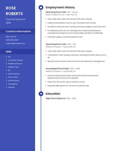 Operating Room Aide Resume