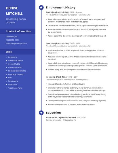 Operating Room Orderly Resume