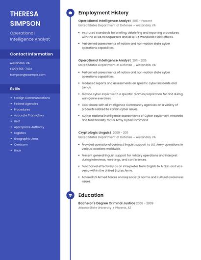 Operational Intelligence Analyst Resume