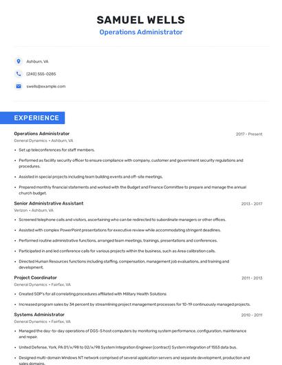 Operations Administrator Resume
