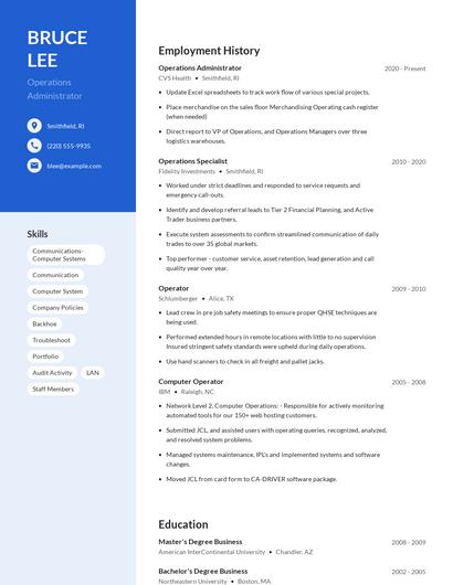 Operations Administrator Resume