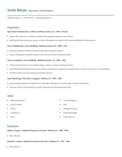 Operations Administrator Resume