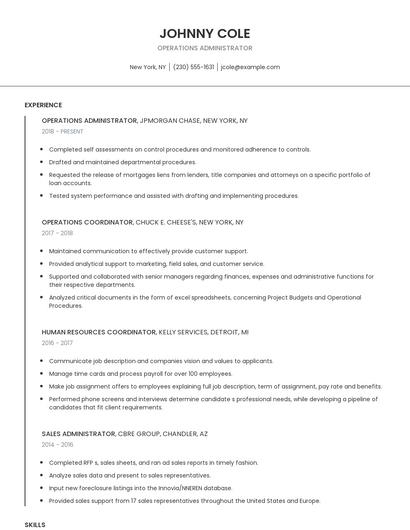 Operations Administrator Resume