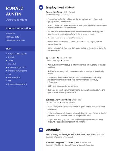 Operations Agent Resume