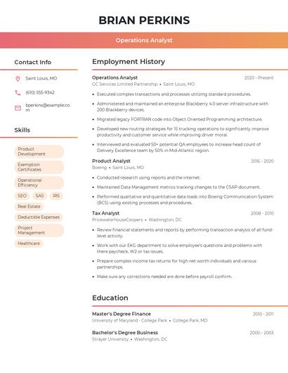 Resume example 3