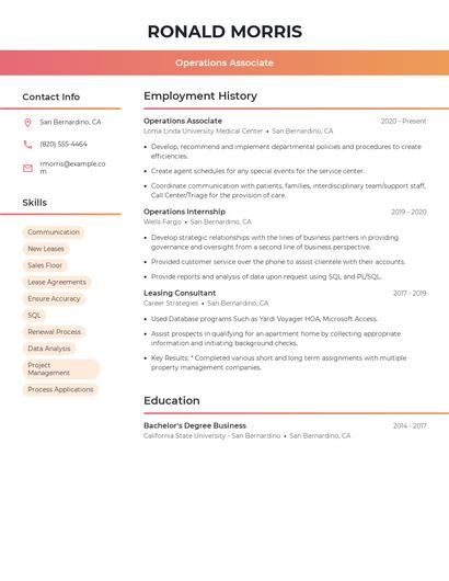 Operations Associate Resume