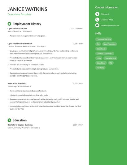 Operations Associate Resume