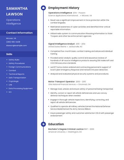 Operations Intelligence Resume