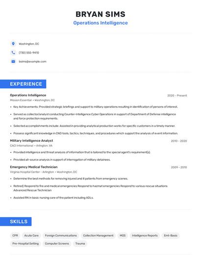 Operations Intelligence Resume